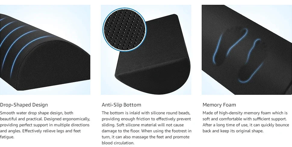 Henvivi™ Ergonomic Under‑Desk Memory Foam Footrest